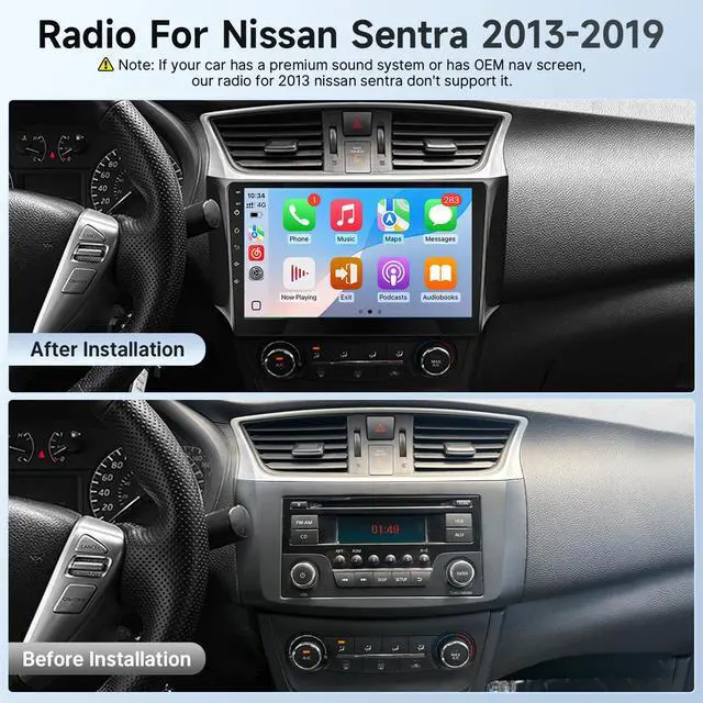 Alt view image 2 of 7 - Fast Boot Linux Car Stereo for Nissan Sentra 2013-2019 | 10.1 Inch IPS Touchscreen for Sentra Car Radio with Carplay Android Auto Mirror Link Backup Camera Bluetooth FM SWC