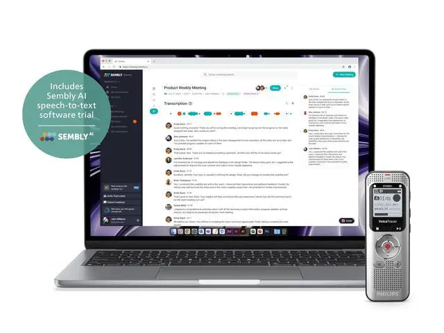 Alt view image 5 of 7 - DVT2015 VoiceTracer Audio Recorder, Stereo, MP3, 8 GB, Including Speech-to Text Sembly Trial