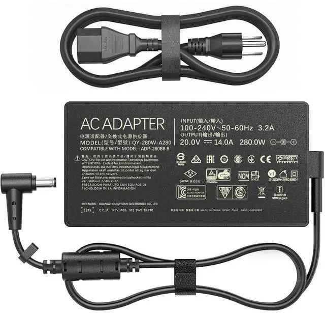 Main image of 280W 20V 14A AC Charger Compatible with Asus Rog Strix G18 G17 G16 G15 G531 G532 G533 G732L G731G Gl704 G733C Asus Zephyrus G14 G15 G16 M15 M16 S15 S17 Laptop Adapter Adp-280Eb B