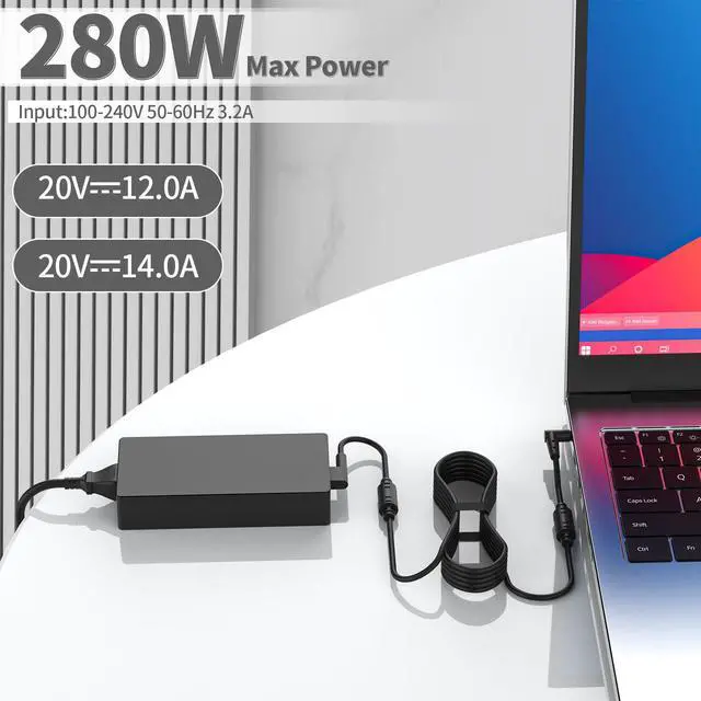 Alt view image 5 of 7 - 280W 20V 14A AC Charger Compatible with Asus Rog Strix G18 G17 G16 G15 G531 G532 G533 G732L G731G Gl704 G733C Asus Zephyrus G14 G15 G16 M15 M16 S15 S17 Laptop Adapter Adp-280Eb B
