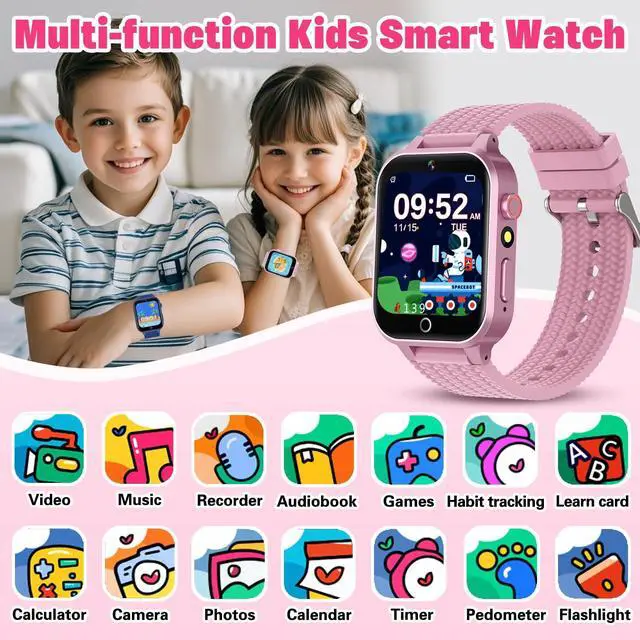Alt view image 2 of 7 - Kids Smart Watch for Girls Age 5-12, Kids Watch with 26 Games, Camera Music | Player Pedometer Habit Tracking HD Touchscreen Flashlight Smart Watch for Kid Birthday Gifts for Girls Ages 6 7 8 9 (Pink)