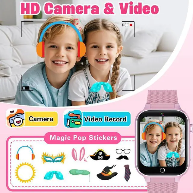 Alt view image 5 of 7 - Kids Smart Watch for Girls Age 5-12, Kids Watch with 26 Games, Camera Music | Player Pedometer Habit Tracking HD Touchscreen Flashlight Smart Watch for Kid Birthday Gifts for Girls Ages 6 7 8 9 (Pink)