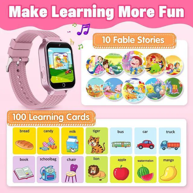 Alt view image 6 of 7 - Kids Smart Watch for Girls Age 5-12, Kids Watch with 26 Games, Camera Music | Player Pedometer Habit Tracking HD Touchscreen Flashlight Smart Watch for Kid Birthday Gifts for Girls Ages 6 7 8 9 (Pink)