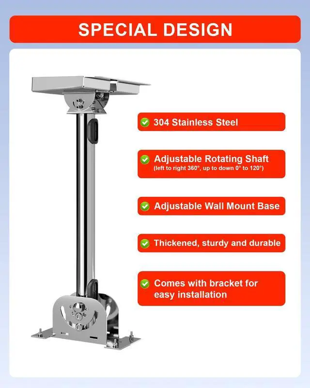 Alt view image 7 of 7 - Starlink Roof Mount Gen 3/V3 Standard Dish, 304 Stainless Steel | Fits Standard 4/4X, Starlink Pivot Mounting Kit with 120° Adjustable Base for Wall and Pole Setups