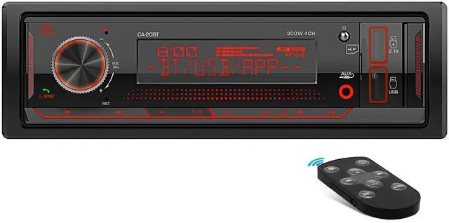 Main image of Single Din Bluetooth Marine Radio: in Dash 1-Din Car Stereo Receiver | AM FM Tuner LCD Display SD AUX-In USB Quick Charge APP Control