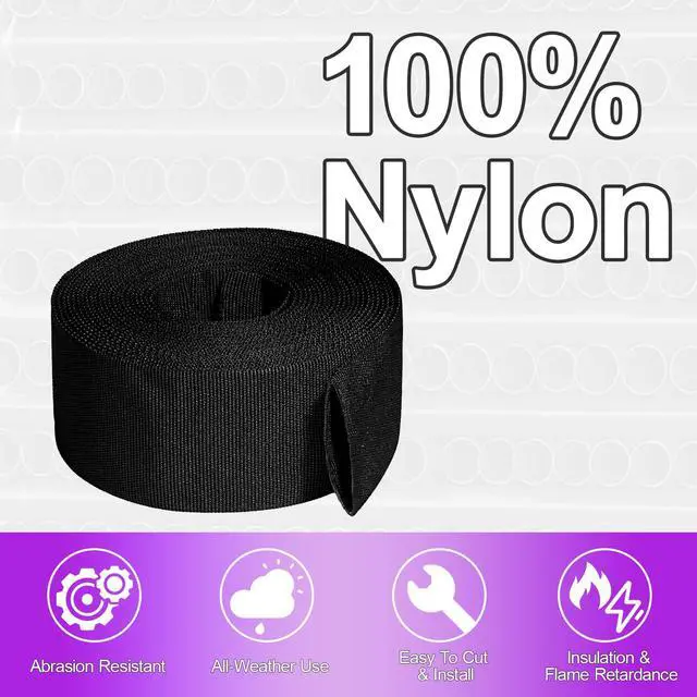 Alt view image 3 of 7 - 1.5" ID Nylon Protective Hose Sleeve, Nylon Protective Sleeve Nylon Protective Sheath Nylon Cable Cover for Welding Torch Hydraulic Hose, 25' Length, Black
