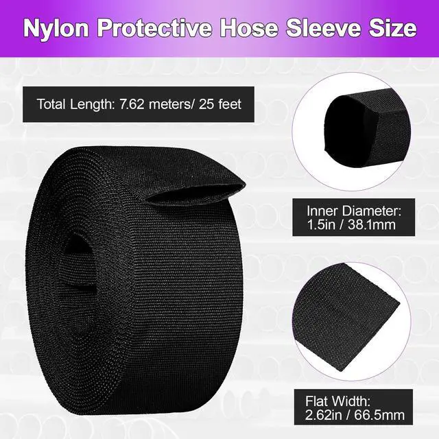 Alt view image 2 of 7 - 1.5" ID Nylon Protective Hose Sleeve, Nylon Protective Sleeve Nylon Protective Sheath Nylon Cable Cover for Welding Torch Hydraulic Hose, 25' Length, Black
