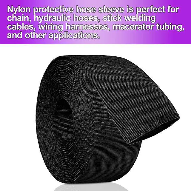 Alt view image 5 of 7 - 1.5" ID Nylon Protective Hose Sleeve, Nylon Protective Sleeve Nylon Protective Sheath Nylon Cable Cover for Welding Torch Hydraulic Hose, 25' Length, Black