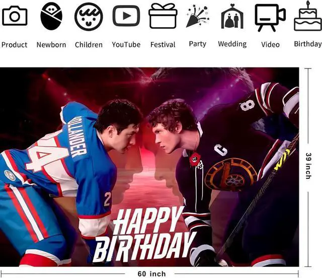 Alt view image 3 of 4 - Wall Decor Backdrop for Heated Rivalry Themed Birthday Decorations, Heated Rivalry Themed Banner for Kids Birthday Party Supplies (5x3ft)