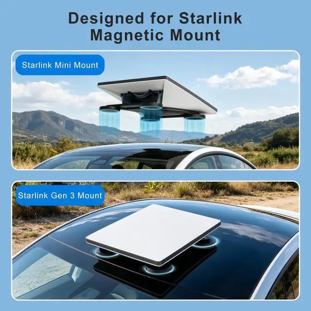 Alt view image 3 of 7 - Starlink Mini/ Gen 3 Magnetic Mount Plates, 3.54" Adhesive Metal Plates, Expanded Surface Area Pads for Non-Magnetic Car, RV, Truck Aluminum Roofs, 4 Packs