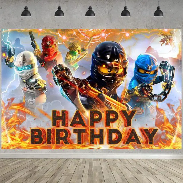 Alt view image 3 of 6 - Birthday Party Decoration, Party Photo Background 5 x 3 FT and 18 Pcs Balloon,Ninja Merch Party Backdrop Supplies
