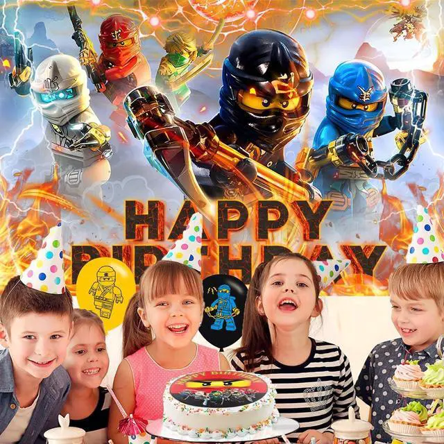 Alt view image 6 of 6 - Birthday Party Decoration, Party Photo Background 5 x 3 FT and 18 Pcs Balloon,Ninja Merch Party Backdrop Supplies