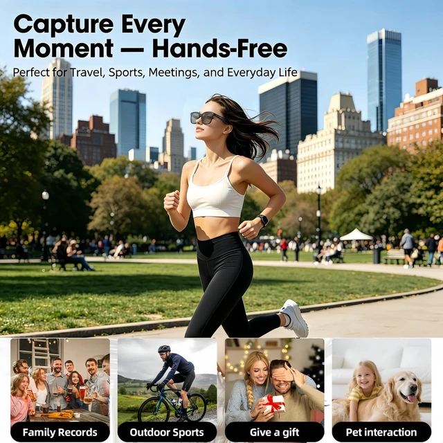 Alt view image 6 of 7 - AI Smart Glasses with Camera, 4K Video, AI Assistant,Real-Time Translation Open-Ear Speakers, Bluetooth Calling, Object Recognition, Photochromic UV400