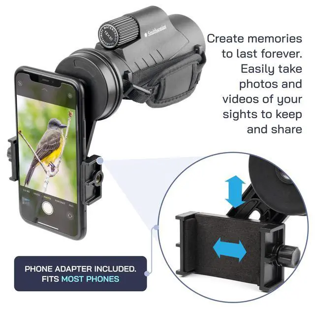 Alt view image 3 of 7 - Smithsonian 12x50 Monocular Telescope with Smartphone Adaptor Monoculars for Adults - High Powered Telescope Ideal Monocular for Bird Watching and Nature Enthusiasts HD monocular telescope