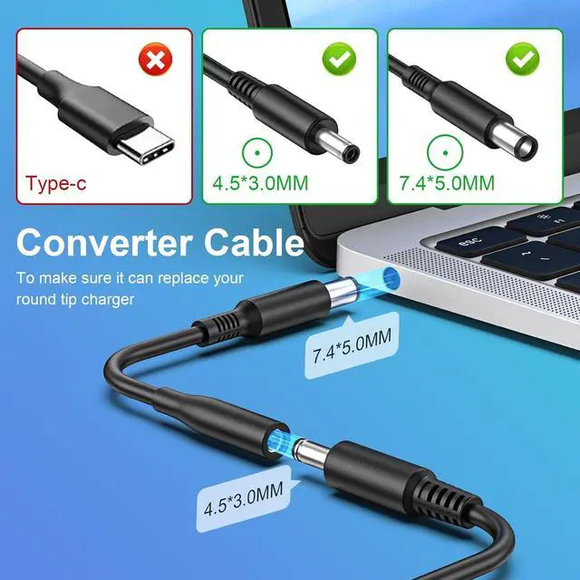 Alt view image 2 of 7 - 65W Adapter Laptop Charger Compatible with Dell Latitude E5440 E5470 7480 E6540 E7440 E7450 E7250 E6440 E6430 7490 7290 5490 5590 5290 LA65NM130 HA65NM130 Power Supply Cord Plug