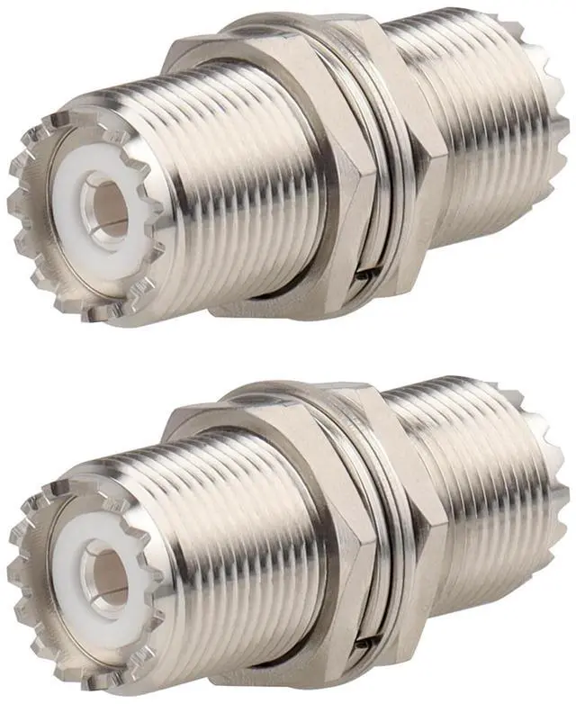 Main image of 2 Pack UHF PL259 Connector Adapter UHF SO239 Female to Female Bulkhead Coax Connector 50 Ohm SO-239 PL-259 RF Coaxial Cable Adapter