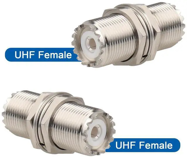 Alt view image 2 of 6 - 2 Pack UHF PL259 Connector Adapter UHF SO239 Female to Female Bulkhead Coax Connector 50 Ohm SO-239 PL-259 RF Coaxial Cable Adapter