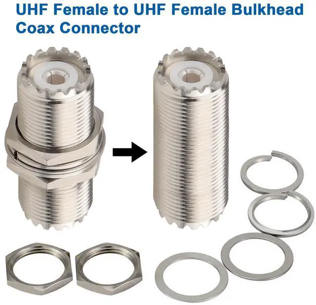 Alt view image 4 of 6 - 2 Pack UHF PL259 Connector Adapter UHF SO239 Female to Female Bulkhead Coax Connector 50 Ohm SO-239 PL-259 RF Coaxial Cable Adapter