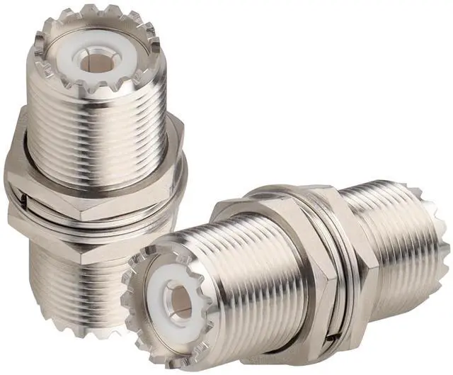 Alt view image 5 of 6 - 2 Pack UHF PL259 Connector Adapter UHF SO239 Female to Female Bulkhead Coax Connector 50 Ohm SO-239 PL-259 RF Coaxial Cable Adapter