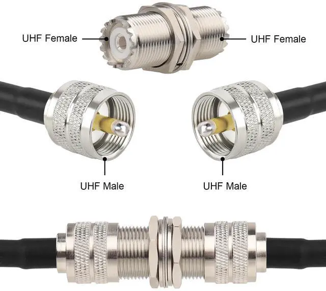 Alt view image 6 of 6 - 2 Pack UHF PL259 Connector Adapter UHF SO239 Female to Female Bulkhead Coax Connector 50 Ohm SO-239 PL-259 RF Coaxial Cable Adapter