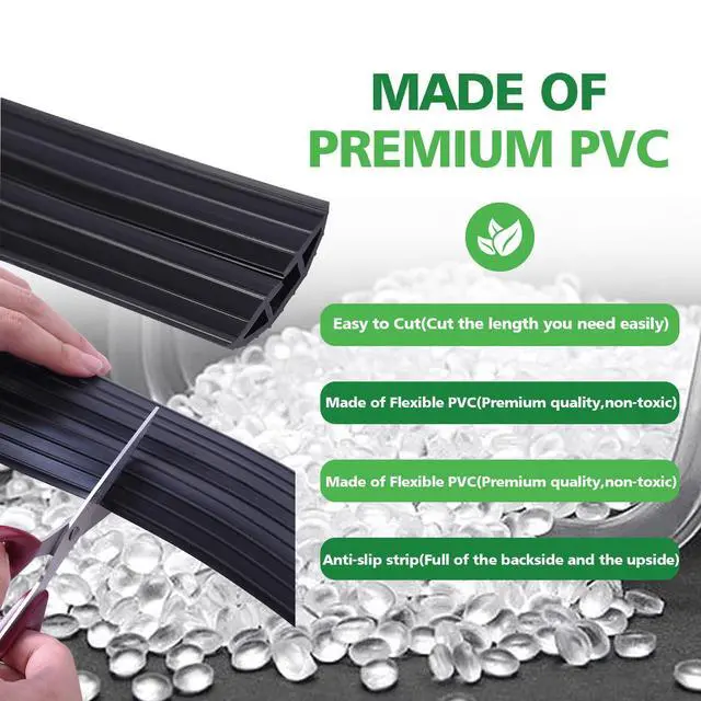 Alt view image 4 of 6 - 10ft Floor Cable Cover Heavy Duty PVC Cord Cover Wire Cover to Prevent Trip Hazard for Home Office or Outdoor(10ft, Black)
