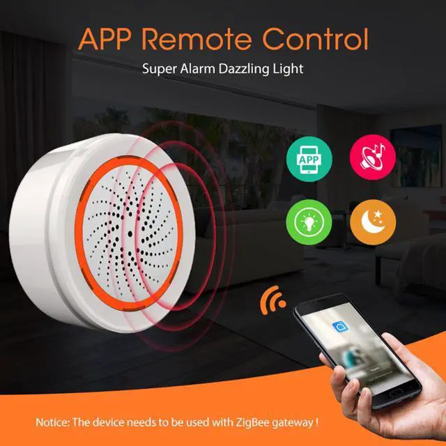 Alt view image 2 of 7 - Zigbee Smart Siren Alarm: Wireless Alarm for Security & Automation, App Control, Strobe Flash 100dB Siren, Tuya Zigbee Hub Required, Compatible with Alexa & Google Home