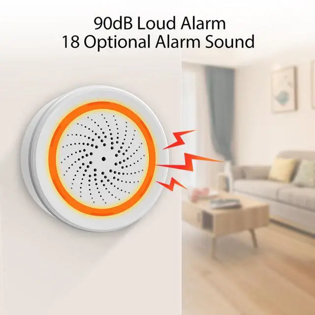 Alt view image 4 of 7 - Zigbee Smart Siren Alarm: Wireless Alarm for Security & Automation, App Control, Strobe Flash 100dB Siren, Tuya Zigbee Hub Required, Compatible with Alexa & Google Home