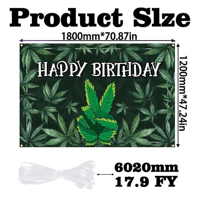 Alt view image 5 of 6 - Happy Birthday Backdrop Banner Cool Green Plant Leaves Flag Favors Wall Hanging Decor Natural Plants Grass Jungle Theme Birthday Party Photo Photography Prop Booth Background 70.9x47.2in