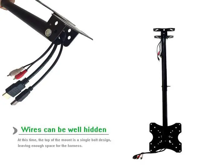 Alt view image 5 of 7 - Adjustable Ceiling TV Mount Bracket Fits Most 14-42" LCD LED Plasma Monitor Flat Panel Screen Displays Tilt / 360°Swivel