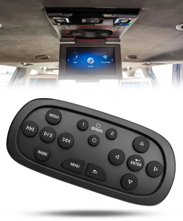 Main image of Video Remote Control Fits for Chevy Yukon Sierra Silverado GMC 2015-2021 | Fits for Cadillac Escalade 2015-2020 SRX 2013-2016 XTS 2014-2016, DVD Player Remote Control Replace 84012998 23432163