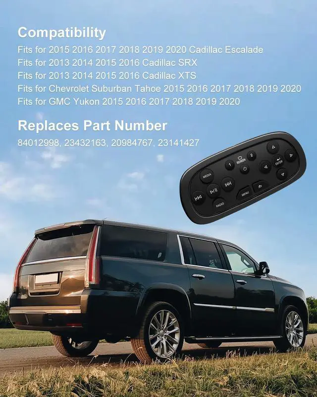 Alt view image 2 of 6 - Video Remote Control Fits for Chevy Yukon Sierra Silverado GMC 2015-2021 | Fits for Cadillac Escalade 2015-2020 SRX 2013-2016 XTS 2014-2016, DVD Player Remote Control Replace 84012998 23432163