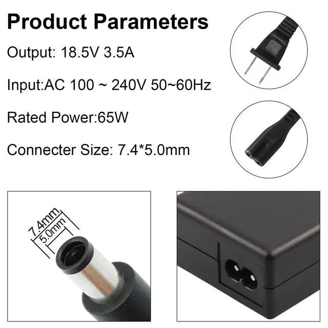 Alt view image 2 of 7 - AC Adapter Charger Power Supply for HP Probook 4430s 4440s 4510s 4520s 4530s 4535s 4540s 4545s 4730s 6560b 6570b 6555b 6475b 6470b 6460b, for Compaq CQ40 CQ50 CQ56 CQ57 CQ60 CQ61 CQ70 etc