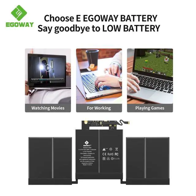 Alt view image 5 of 6 - A1989 A2251 Battery, Egoway A1964 Replacement Laptop Battery | For MacBook Pro 13 inch A1989 (Mid 2018 Year, 2019 Year) & A2251 (2020 Year), EMC 3214 3358 3348