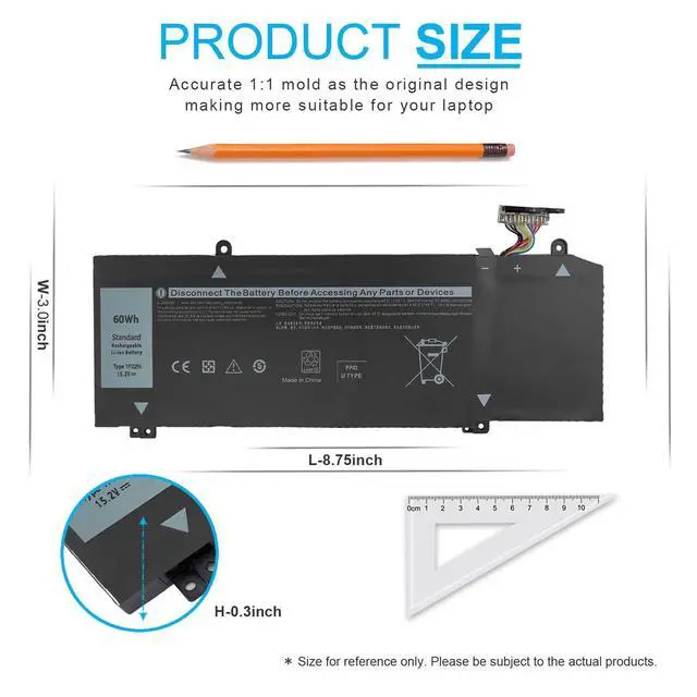 Alt view image 4 of 6 - 60Wh 1F22N 15.2V Laptop Battery for Dell Alienware M15 R1, Alienware M17 R1, G5 15 5590, G7 7590 7790, P79F P37E P79F001 P37E001 Series JJPFK 0JJPFK HYWXJ 0HYWXJ 01F22N 08622M 06YV0V 4-Cell