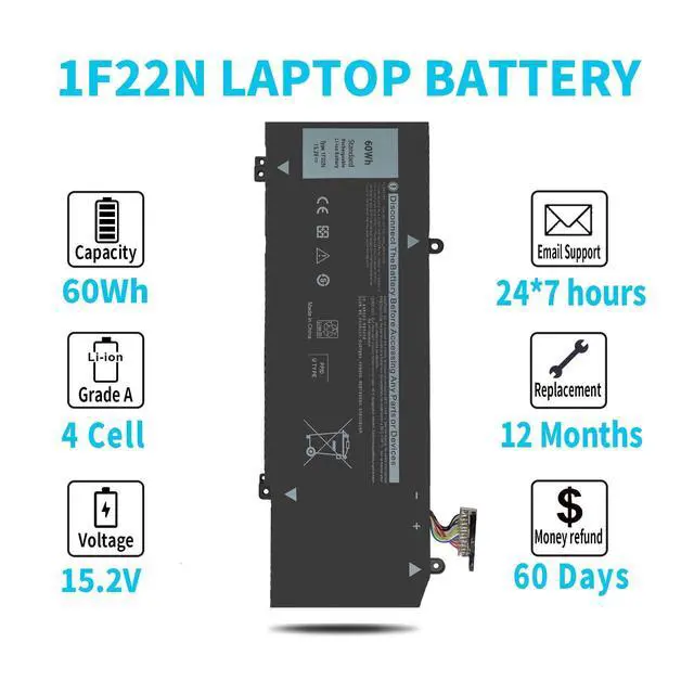 Alt view image 5 of 6 - 60Wh 1F22N 15.2V Laptop Battery for Dell Alienware M15 R1, Alienware M17 R1, G5 15 5590, G7 7590 7790, P79F P37E P79F001 P37E001 Series JJPFK 0JJPFK HYWXJ 0HYWXJ 01F22N 08622M 06YV0V 4-Cell