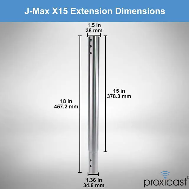 Alt view image 6 of 7 - 15 inch Stainless Steel Extension Pole for J-Max Antenna Mounts | Fits all J-Max Antenna Mast Models, Swaged End & Pre-Drilled Holes, Includes Stainless Hardware - ANT-800-X15