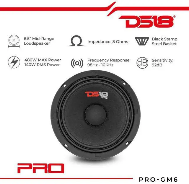 Alt view image 2 of 7 - 4X 6.5 Midrange Speakers 480W Max 140W RMS 8 Ohm with 2X Pair of Fast Ring Foam Speaker Baffle - Quality Audio Door Speakers for Car or Truck Stereo Sound System