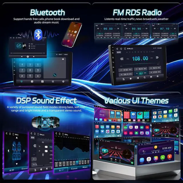 Alt view image 7 of 7 - Android Radio for Jeep Compass Patriot 2010-2016: 10.1 inch Touch Screen Aftermarket Stereo with Wireless Carplay and Android Auto, 5G/WiFi, DSP/EQ, GPS, Split Screen, SWC + AHD Backup Camera