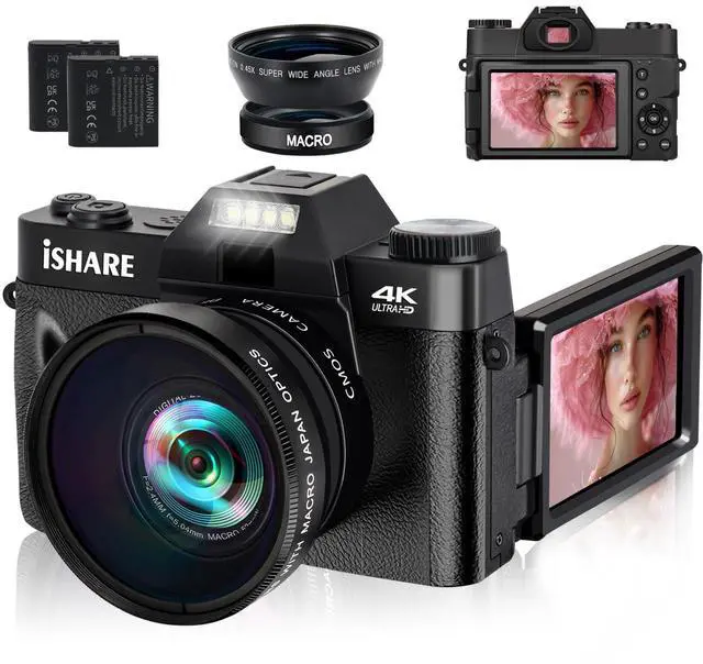 Main image of 4K 56MP Vlogging Camera for YouTube, 16X Zoom Anti-Shake for Beginners | 3" flip screen, Wide-angle and Macro lenses, 2 batteries, Compact Point and Shoot, for YouTube, Travel, Teens, Students