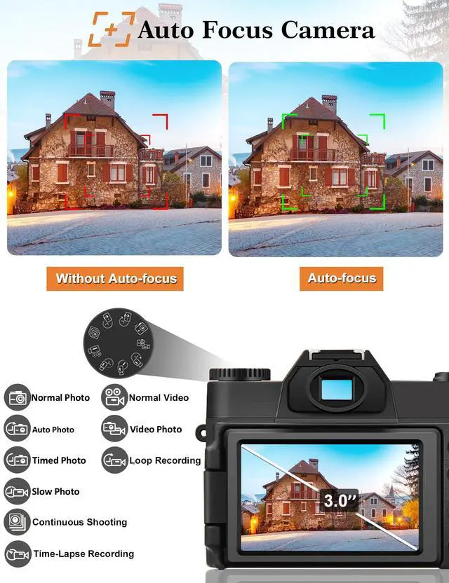 Alt view image 4 of 7 - 4K 56MP Vlogging Camera for YouTube, 16X Zoom Anti-Shake for Beginners | 3" flip screen, Wide-angle and Macro lenses, 2 batteries, Compact Point and Shoot, for YouTube, Travel, Teens, Students