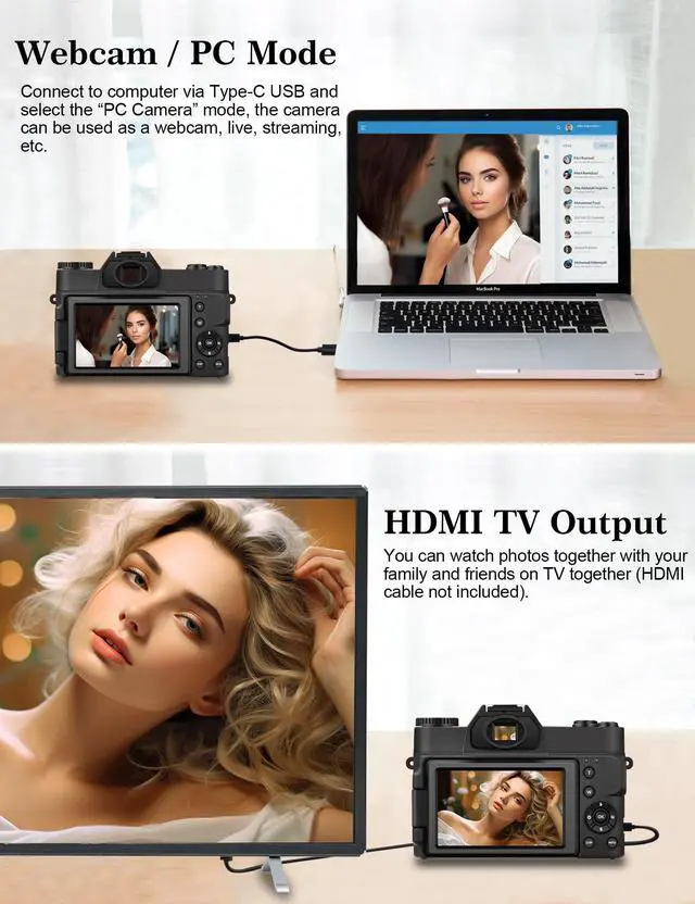 Alt view image 7 of 7 - 4K 56MP Vlogging Camera for YouTube, 16X Zoom Anti-Shake for Beginners | 3" flip screen, Wide-angle and Macro lenses, 2 batteries, Compact Point and Shoot, for YouTube, Travel, Teens, Students
