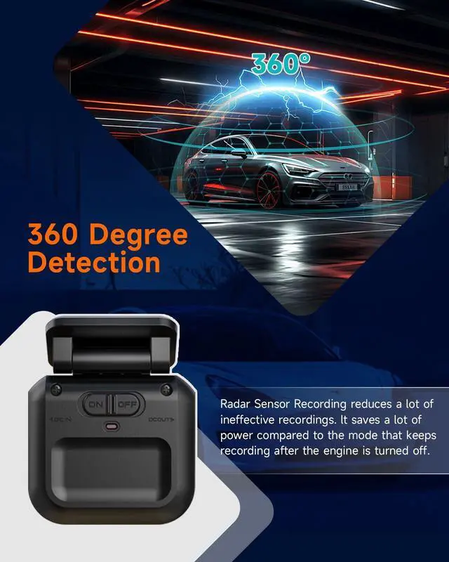 Alt view image 3 of 6 - Type-C Hardwire Kit, 360° Radar Detection, Low Voltage Protection | Fits Dash Cam V7/V7PLUS/V8PLUS/V8 Ultra/V8MAX/V9, 12V-24V to 5V/2.5A, 24/7 Parking Monitoringn