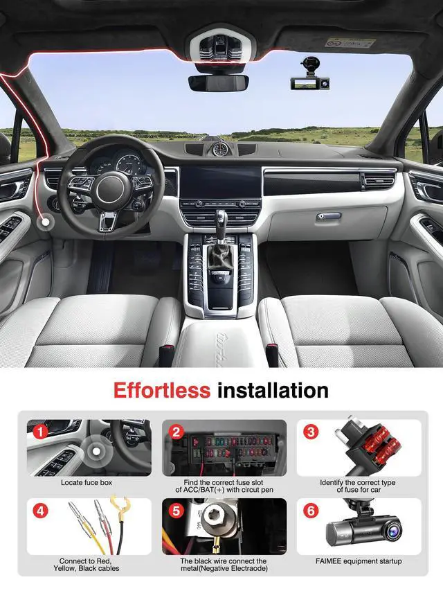 Alt view image 6 of 6 - Hardwire Kit for Dash Cam, 24/7 Parking Mode Type-C Cable | Converts 12-24V to 5V/2.5A, 11.5ft Length, Low Voltage Cut-Off Protection, Built-in Circuit Fuses for Car Front/Rear Camera