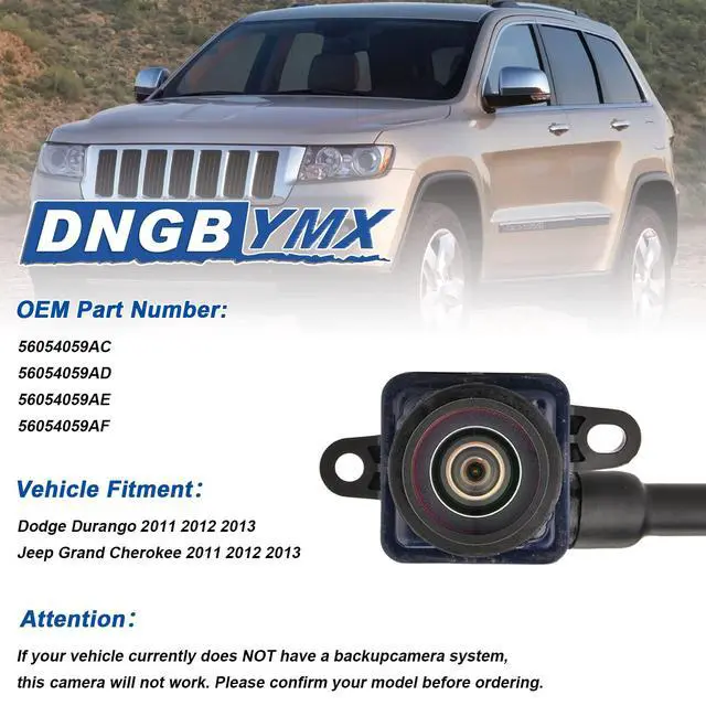 Alt view image 2 of 6 - Backup Camera Compatible with 2011-2013 Dodge Durango Grand Cherokee | Replaces# 56054059AF 56054059AC 56054059AD 56054059AE, Rear Parking Assist Camera