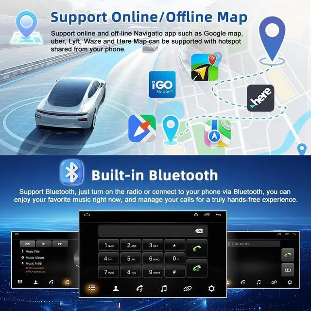 Alt view image 4 of 7 - 7 Inch Car Radio Upgrade for Toyota Yaris 2007-2011, Android 14 HD Touch Screen Double Din Car Stereo Head Unit with Wireless CarPlay Android Auto GPS Bluetooth WiFi FM RDS SWC BT Backup Camera, 2+32G