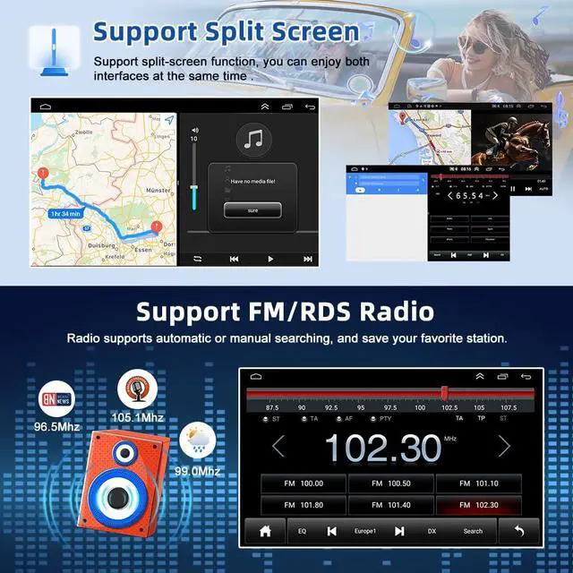 Alt view image 6 of 7 - 7 Inch Car Radio Upgrade for Toyota Yaris 2007-2011, Android 14 HD Touch Screen Double Din Car Stereo Head Unit with Wireless CarPlay Android Auto GPS Bluetooth WiFi FM RDS SWC BT Backup Camera, 2+32G