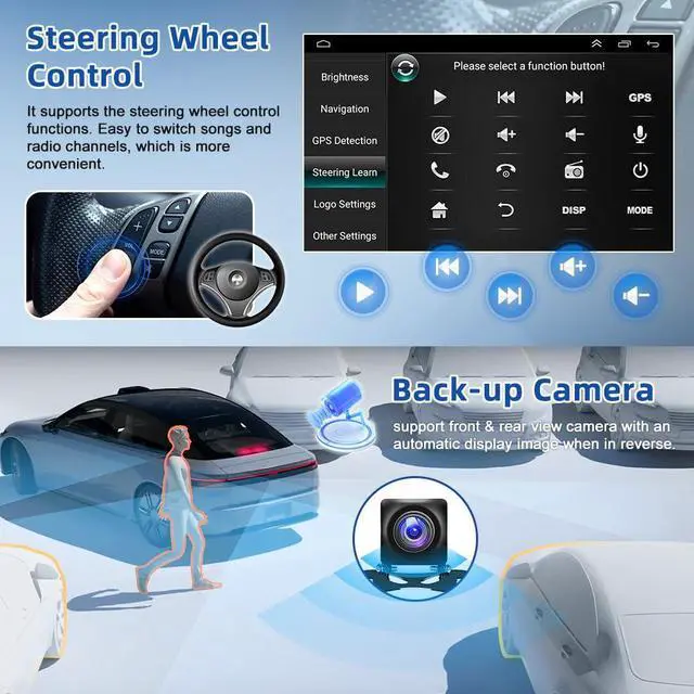 Alt view image 5 of 7 - 7 Inch Car Radio Upgrade for Toyota Yaris 2007-2011, Android 14 HD Touch Screen Double Din Car Stereo Head Unit with Wireless CarPlay Android Auto GPS Bluetooth WiFi FM RDS SWC BT Backup Camera, 2+32G