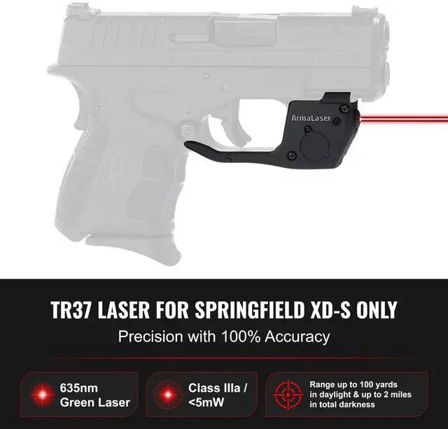 Alt view image 4 of 6 - TR37 Red Laser Sight (FITS Original Springfield XD-S ONLY) Does NOT Fit Mod 2 or Hellcat Models, Class IIIA Certified