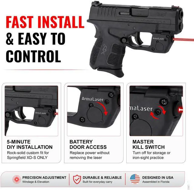 Alt view image 6 of 6 - TR37 Red Laser Sight (FITS Original Springfield XD-S ONLY) Does NOT Fit Mod 2 or Hellcat Models, Class IIIA Certified