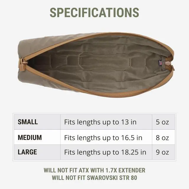 Alt view image 6 of 6 - Gear Straight Spotting Scope Case - Rugged Zippered Bag for Straight Spotting Scopes with Full-Length Zipper and MOLLE Webbing, Ranger Green, Medium